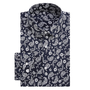 Men's Turn Down Collar Cotton Full Sleeve Floral Casual Shirt