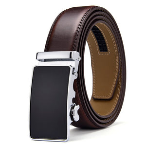 Men's Cowskin Genuine Leather Automatic Buckle Strap Solid Belts