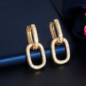 Women's Copper Cubic Zirconia Geometric Trendy Drop Earrings