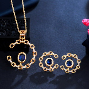 Women's Copper Cubic Zirconia Round Pattern Wedding Jewelry Set