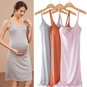 Women's Polyester O-Neck Sleeveless Breastfeeding Maternity Dress
