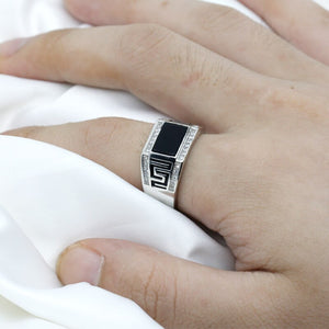 Men's 100% 925 Sterling Silver Zircon Bezel Setting Vintage Ring