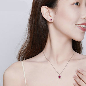 Women's 100% 925 Sterling Silver Zircon Heart Shaped Jewelry Set