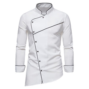 Men's Polyester Full Sleeve Single Breasted Plain Pattern Shirt