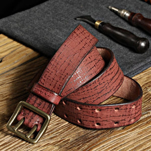 Men's Cowskin Double Pin Buckle Closure Casual Wear Classic Belts