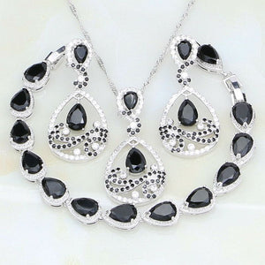 Women's 100% 925 Sterling Silver Zircon Water Drop Jewelry Set