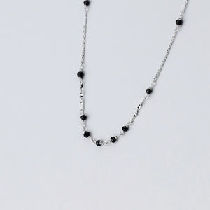 Women's 925 Sterling Black Pearl Link Chain Pendant Necklace