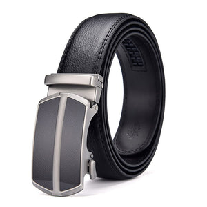 Men's Cowskin Genuine Leather Automatic Buckle Strap Solid Belts
