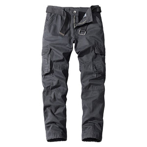 Men's Cotton Full Length Zipper Fly Multi Pocket Casual Pants
