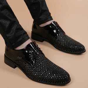 Men's PU Pointed Toe Lace Up Closure Breathable Formal Shoes