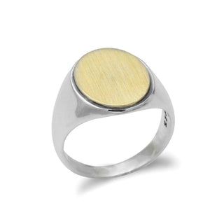 Men's 100% 925 Sterling Silver Brush Surface Oval Vintage Ring