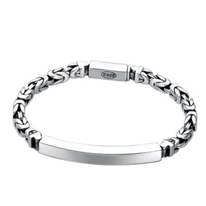 Men's 100% 925 Sterling Silver Geometric Retro Trendy Bracelet