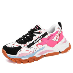 Women's Synthetic Breathable Running Lace-up Walking Sneakers