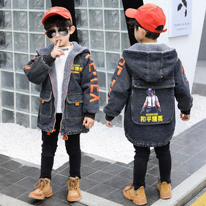 Kid's Cotton Full Sleeves Double Layer Pockets Hooded Jacket
