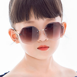 Kid's Plastic Frame Resin Lens Gradient Rimless UV400 Sunglasses