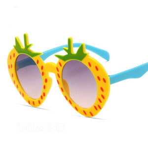 Kid's Plastic Frame Glass Lens Round UV400 Trendy Sunglasses