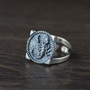 Men's 100% 925 Sterling Silver Retro Round Animal Pattern Ring