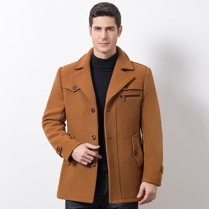 Men's Polyester Full Sleeve Winter Single Breasted Closure Jacket