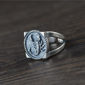 Men's 100% 925 Sterling Silver Retro Round Animal Pattern Ring