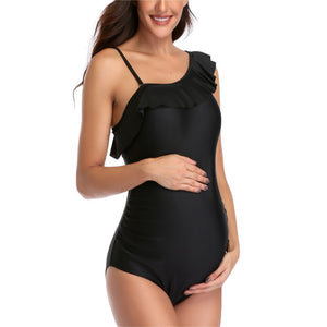 Women's Polyester Solid Pattern Maternity Swimwear Bathing Suit