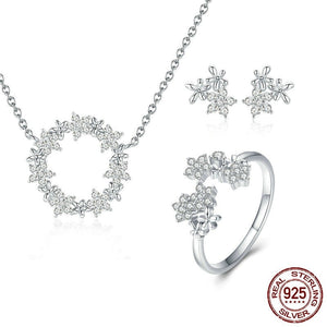 Women's 100% 925 Sterling Silver Zircon Trendy Luxury Jewelry Set