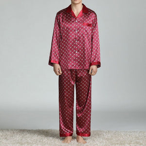 Men's Polyester Full Sleeves Printed Button Closure Nightwear