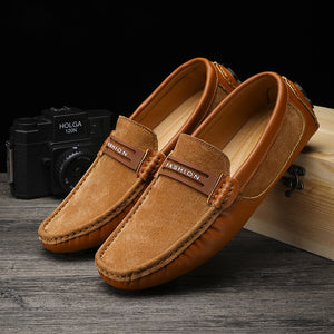 Men's Square Toe Genuine Leather Slip-On Closure Breathable Shoes
