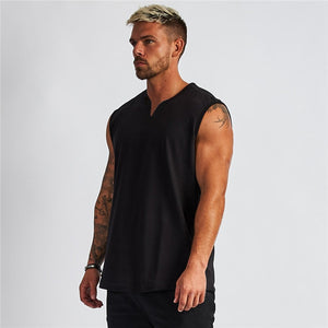 Men's V-Neck Sleeveless Quick Dry Compression Gym Wear Shirt