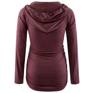 Women's Cotton V-Neck Full Sleeve Maternity Casual Sweatshirt