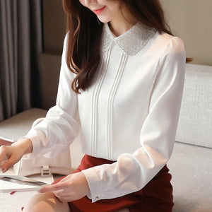 Women's Peter-Pan Collar Full Sleeves Pullover Casual Wear Blouse