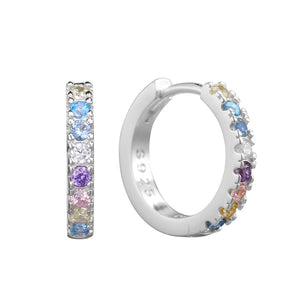 Women's 100% 925 Sterling Silver Zircon Trendy Hoop Earrings