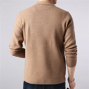 Men's Turn-Down Collar Polyester Full Sleeves Winter Sweater