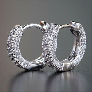 Women's 100% 925 Sterling Silver Zircon Geometric Hoop Earrings