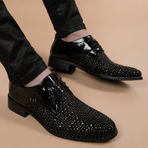 Men's PU Pointed Toe Lace Up Closure Breathable Formal Shoes