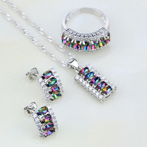 Women's 100% 925 Sterling Silver Zircon Wedding Jewelry Sets