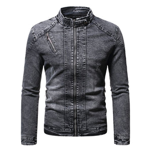 Men's Polyester Full Sleeves Single Breasted Winter Denim Jacket
