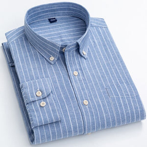 Men's Cotton Full Sleeves Single Breasted Striped Casual Wear Shirt
