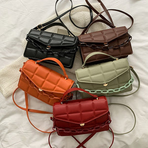 Women's PU Leather Cover Closure Crossbody Plaid Pattern Handbags