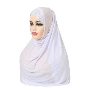 Women's Arabian Polyester Headwear Rhinestones Elegant Hijabs