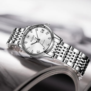 Women's Automatic Tungsten Steel Mechanical Bracelet Clasp Watch