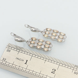 Women's 100% 925 Sterling Silver Square Zircon Jewelry Set