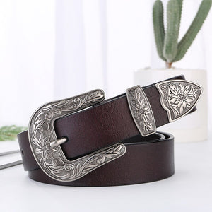 Women's Split Leather Pin Buckle Casual Wear Trendy Strap Belt
