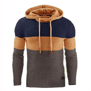 Men's Polyester Long Sleeve Patchwork Pullover Hooded Sweatshirt
