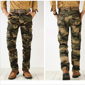 Men's Cotton Full Length Zipper Fly Mid Waist Camouflage Trouser