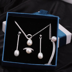 Women's 100% 925 Sterling Silver Freshwater Pearl Jewelry Sets