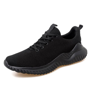 Men's Round Toe Air Mesh Lace Up Closure Solid Pattern Sneakers