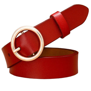 Women's Cowskin Genuine Leather Solid Pattern Pin Buckle Belts