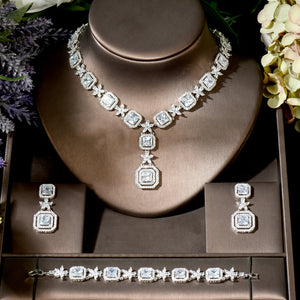Women's Copper Cubic Zirconia Bridal Wedding Luxury Jewelry Set