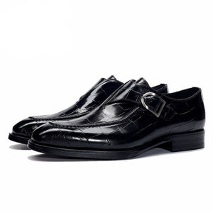 Men's Genuine Leather Round Toe Solid Pattern Formal Wear Shoes