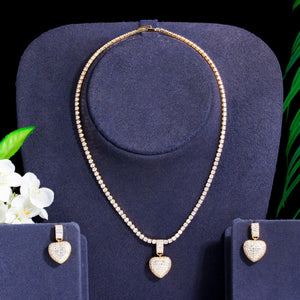 Women's Copper Cubic Zirconia Heart Bridal Wedding Jewelry Sets